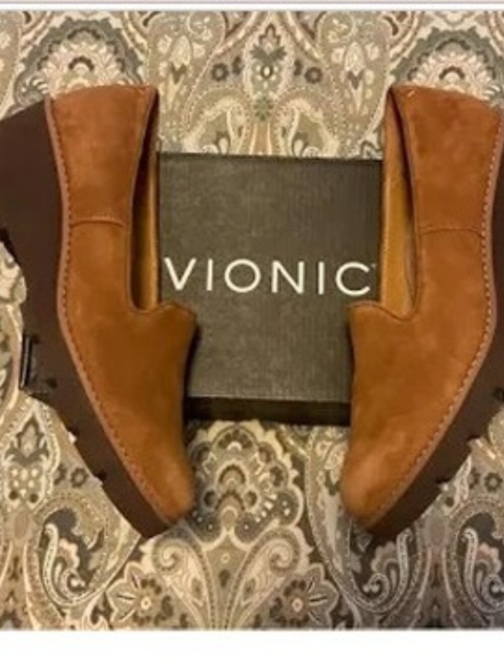 NWT Box Vionic Ava Toffee Suede Wedge Loafer Size 12M Chunky Loafer